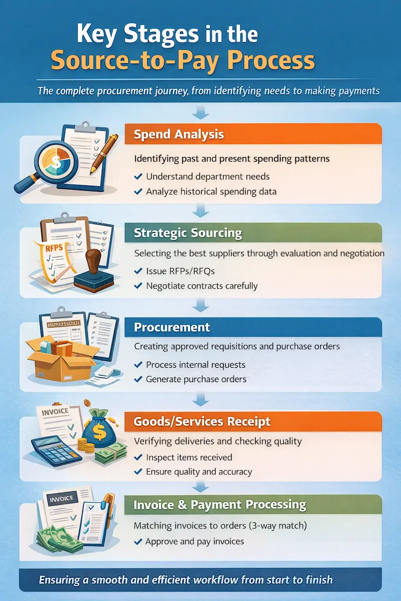 Key stages in the source-to-pay process