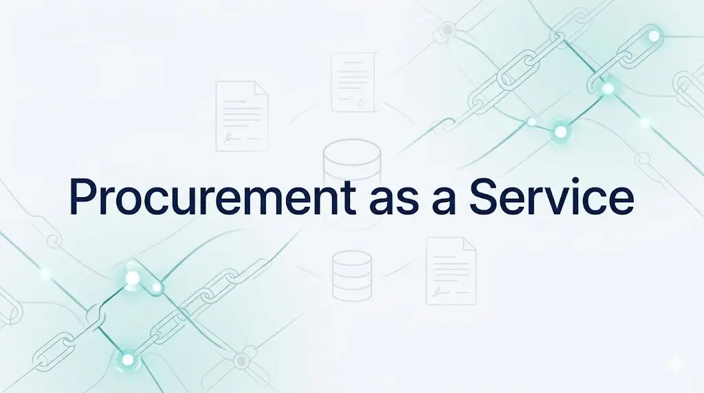 Procurement as a Service title graphic with abstract database icons and network background
